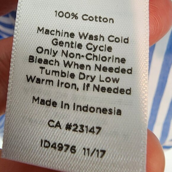 Talbots Sea Breeze Ruffle Neck Shell Blue White Nautical Stripe Tank Top sz XL - Picture 9 of 12